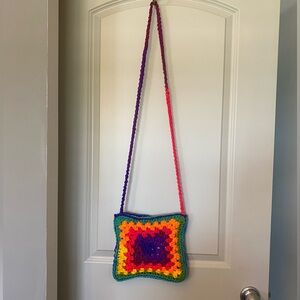 Crochet Crossbody Festival Bag Handmade New Tie Dye
